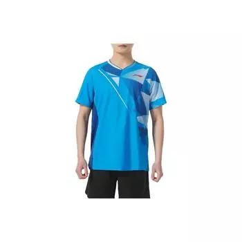 Футболка Li Ning Badminton Series в полоску для бега, фитнеса, тренировок, повседневная, быстросохнущая, дышащая, с коротким рукавом, реглан, унисекс, топы, синяя AAYU139-4 3XL
