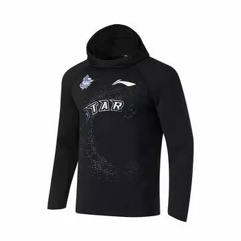 Футболка Li Ning CBA All-Star Series 23-24 Season South District с капюшоном и длинными рукавами, реглан, мужские топы, черная ATLU157-1 L
