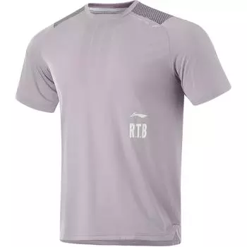 Футболка Li Ning Comfortable Breathable Color Block Letter с круглым вырезом и коротким рукавом для мужчин, фиолетовая ATSU423-3 L