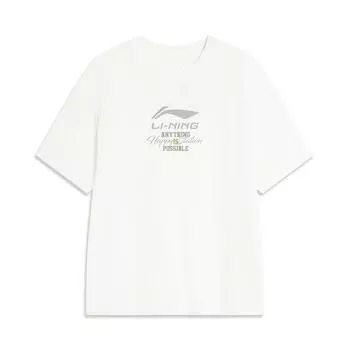 Футболка Li Ning Comfortable Letter Print Round Neck Short Sleeve с короткими рукавами для мужчин, цвет Off-White AHSU547-1 M