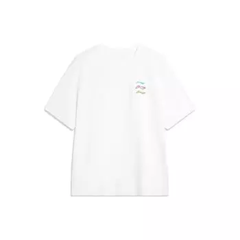 Футболка Li Ning Cool Tea T High Street American Vintage Quick-Dry Cool Casual Sports Top с принтом логотипа, круглым вырезом, свободная летняя футболка с коротким рукавом AHSU709-4 S