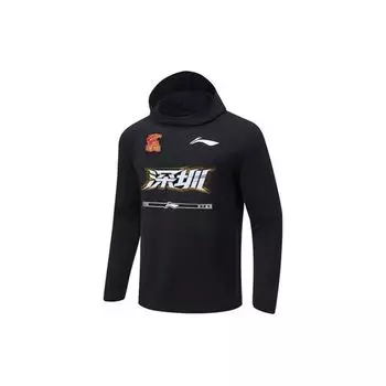 Футболка Li Ning Elite Series 23-24 Season Shenzhen Marco Polo Team с капюшоном, однотонная, мягкая, удобная, с длинным рукавом и принтом, реглан, мужские топы ATLT189-1 S