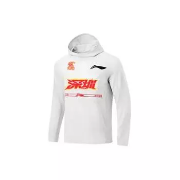 Футболка Li Ning Elite Series 23-24 Season Shenzhen Marco Polo Team с капюшоном, мягкая, удобная, однотонная, с длинным рукавом, реглан, мужские топы ATLT189-2 S