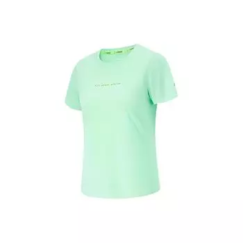Футболка Li Ning Running Series, однотонная, быстросохнущая, светоотражающая, дышащая, с круглым вырезом и коротким рукавом, женская, цвет холодный зеленый ATSU190-5 S