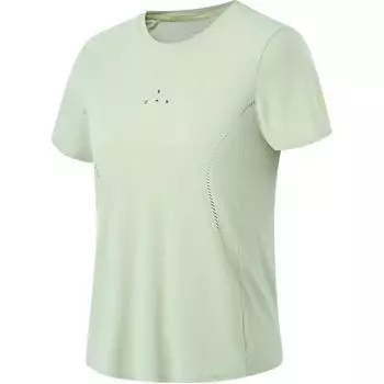 Футболка Li Ning Running Series однотонная с круглым вырезом, удобная, дышащая, с коротким рукавом, женская футболка цвета пустыни и зеленого цвета ATSU508-1 S