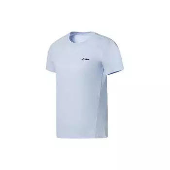 Футболка Li Ning Running Series с круглым вырезом и коротким рукавом, однотонная, с логотипом, женская, синяя, ATSS386-2 L