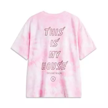 Футболка Li Ning X Adam Artist Collaboration Wade Series Tie-Dye Letter с круглым вырезом, удобная, дышащая, универсальная, свободная, с коротким рукавом AHSU841-5 L