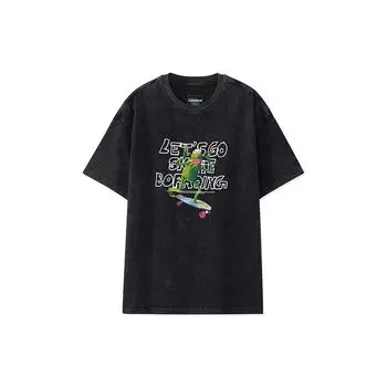 Футболка Li Ning X Disney Muppets Comet Series с принтом из мультфильмов, свободная винтажная футболка с коротким рукавом, мужские футболки, черная AHSR837-2 M