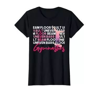 Футболка Love Gymnastics Vault, Unequive Bars, Bream Gymnast чёрный