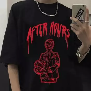 Футболка модного рэпера The Weeknd After Hours Summer Harajuku для мужчин и женщин, унисекс, черные футболки, хлопковая футболка с коротким рукавом, уличная одежда S