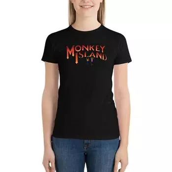 Футболка Monkey Island In Chains, милые топы, рубашки, графические футболки, белые футболки для женщин S белый