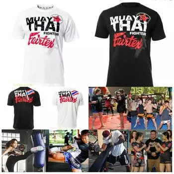 Футболка Muay Thai Fairtex для кикбоксинга, 3D принт, хлопок, быстросохнущая, черная, для мужчин и женщин, унисекс, с коротким рукавом, с круглым вырезом, MMA Mix, боевое искусство, боевая подготовка