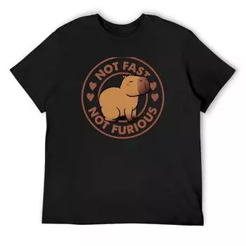 Футболка Not Fast Not Furious Capybara Black By Tobe Fonseca, одежда больших размеров, футболка на заказ, хлопковая футболка для мужчин S белый