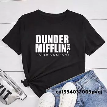 Футболка Office Dunder Mifflin, женская футболка унисекс с фильмом, повседневная футболка с буквенным принтом Femme, уличная одежда унисекс, унисекс L