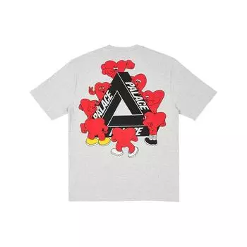 Футболка Palace Tri-Hearts Серые топы унисекс из меланжевого цвета P26TS027