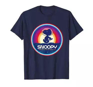 Футболка Peanuts Snoopy 1969 First Beagle Moon Sunset синий