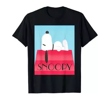 Футболка Peanuts Snoopy Dog House Roof в стиле ретро чёрный
