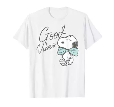 Футболка Peanuts Snoopy Good Vibes с галстуком-бабочкой белый