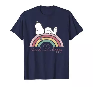 Футболка Peanuts Snoopy Rainbow Think Happy синий