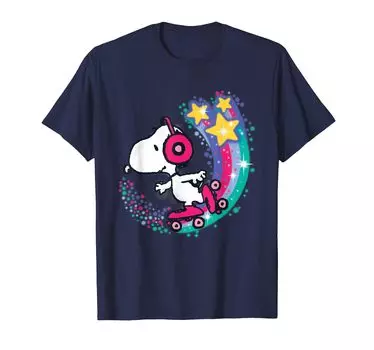 Футболка Peanuts Snoopy Roller Skate Star Power Rainbow синий
