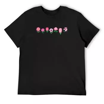 Футболка Pink Flower Power Футболки с рисунком рэпера Kawaii Одежда Мужские футболки для высоких мужчин S белый