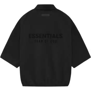 Футболка-поло Fear of God Essentials с рукавом 3/4, черная, мужская, 192SU244400F S