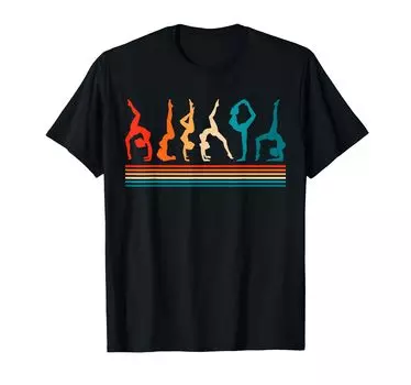 Футболка Retro Gymnastics Cartwheel Balance Bream Tumble Handstand чёрный