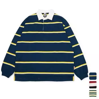 Футболка Retro Heavy Weight Border Rugger [Chums] L/S мужская зеленая/желтая