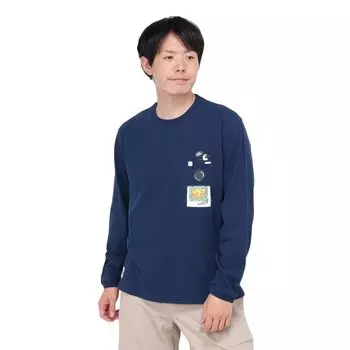 Футболка Retro Instant Camera Pocket Brushed T Navy [Chums] L/S для мужчин тёмно-синий