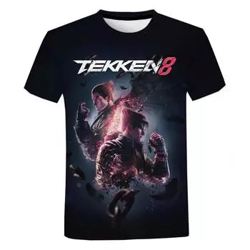 Футболка с 3D принтом Fighting New Game Tekken 8 для мужчин, уличная одежда в стиле Харадзюку, футболка с круглым вырезом для мальчиков, топ с короткими рукавами для девочек S белый