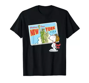 Футболка с дизайном открытки Peanuts Snoopy New York чёрный