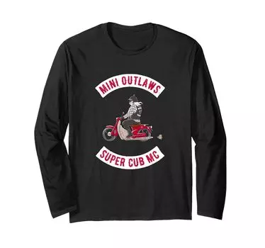 Футболка с длинным рукавом Super Cub Minimoto Funny Jokes Funny Motorcycle Outlaw Biker Gang чёрный