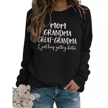 «Футболка с длинными рукавами и надписью «Grandma Letter» в европейском и американском стиле, осень/зима, размер плюс» XL бордовый