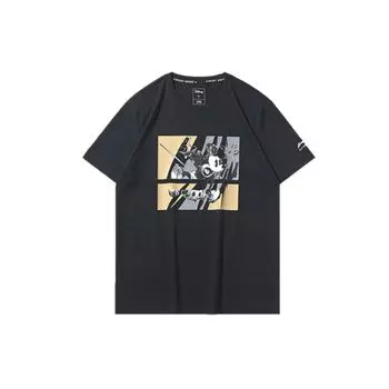 Футболка с коротким рукавом Li Ning Fun Time Mickey Print, мужские топы, черная AHSQ527-1 S