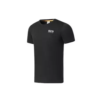 Футболка с коротким рукавом Li Ning Running Series с логотипом, однотонная, мужская, черная ATSS387-6 M