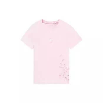 Футболка с коротким рукавом Li Ning Sakura Series, повседневная, дышащая, с принтом сакуры, женская, розовая, AHSS914-2 L