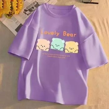 Футболка с короткими рукавами Cotton Bear, женская, лето 2025, новинка Harajuku Wind Design, белая футболка с короткими рукавами XS