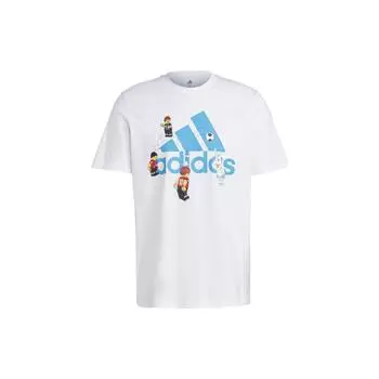 Футболка с круглым вырезом Adidas Letter Logo, топы унисекс, белая HT5180 XXL