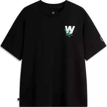 Футболка с круглым вырезом Li Ning X Jcchr Artist Collaboration Wade Series с принтом в виде букв, удобная, универсальная, дышащая, свободная, с коротким рукавом AHSUB27-4