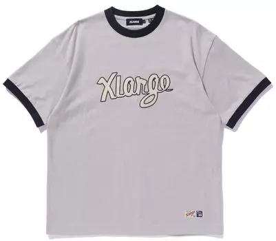 Футболка с логотипом RETRO SCRIPT LOGO RINGER TEE BEIGE [Очень большой размер] Футболка S/S мужская бежевый
