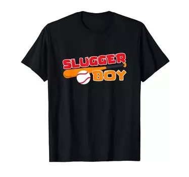 Футболка с надписью «Slugger Boy Baseball Lover» для любителей забавной спортивной одежды чёрный