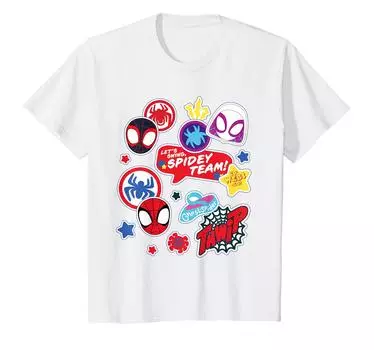 Футболка с наклейкой «Marvel Spidey and His Amazing Friends Spidey Team» для детей белый