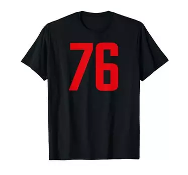 Футболка с номером 76 дюймов, красная