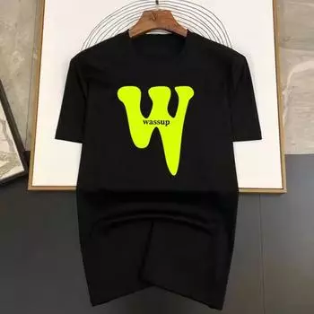 Футболка с принтом бренда класса люкс Funny Wassup для мужчин, летняя винтажная унисекс Ulzzang, свободная футболка Y2k, топы с коротким рукавом для мужчин S