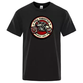 Футболка с принтом Full Throttle Cafe Racer Rockabilly Biker, мужская модная повседневная свободная хлопковая футболка с короткими рукавами, летние свободные футболки S
