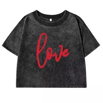 Футболка с принтом слов «Art Love» в стиле ретро, женская летняя мода, выстиранные футболки, хлопок, короткий рукав, фитнес-футболка M
