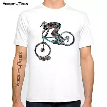 Футболка с принтом велосипедов MTB Летняя мужская футболка с принтом для скоростного спуска на велосипеде Повседневная футболка со стимулятором сердцебиения S