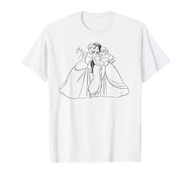 Футболка с раскраской Disney Princess Золушка Жасмин Ариэль белый