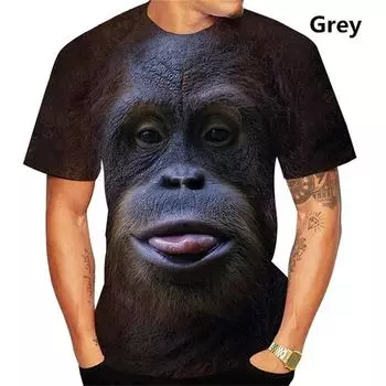 Футболка с забавным принтом Kiss Monkey Lip для мужчин, 3D-футболка с принтом Gorilla Orangutan, унисекс, топы с коротким рукавом, футболки 5XL