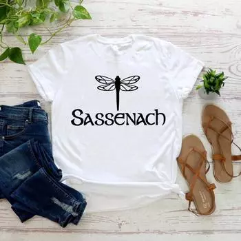 Футболка Sassenach Футболка из серии книг Outlander Футболка из сериала Jamie Fraser Футболки с рисунками для женщин Футболка с коротким рукавом XXXL серый
